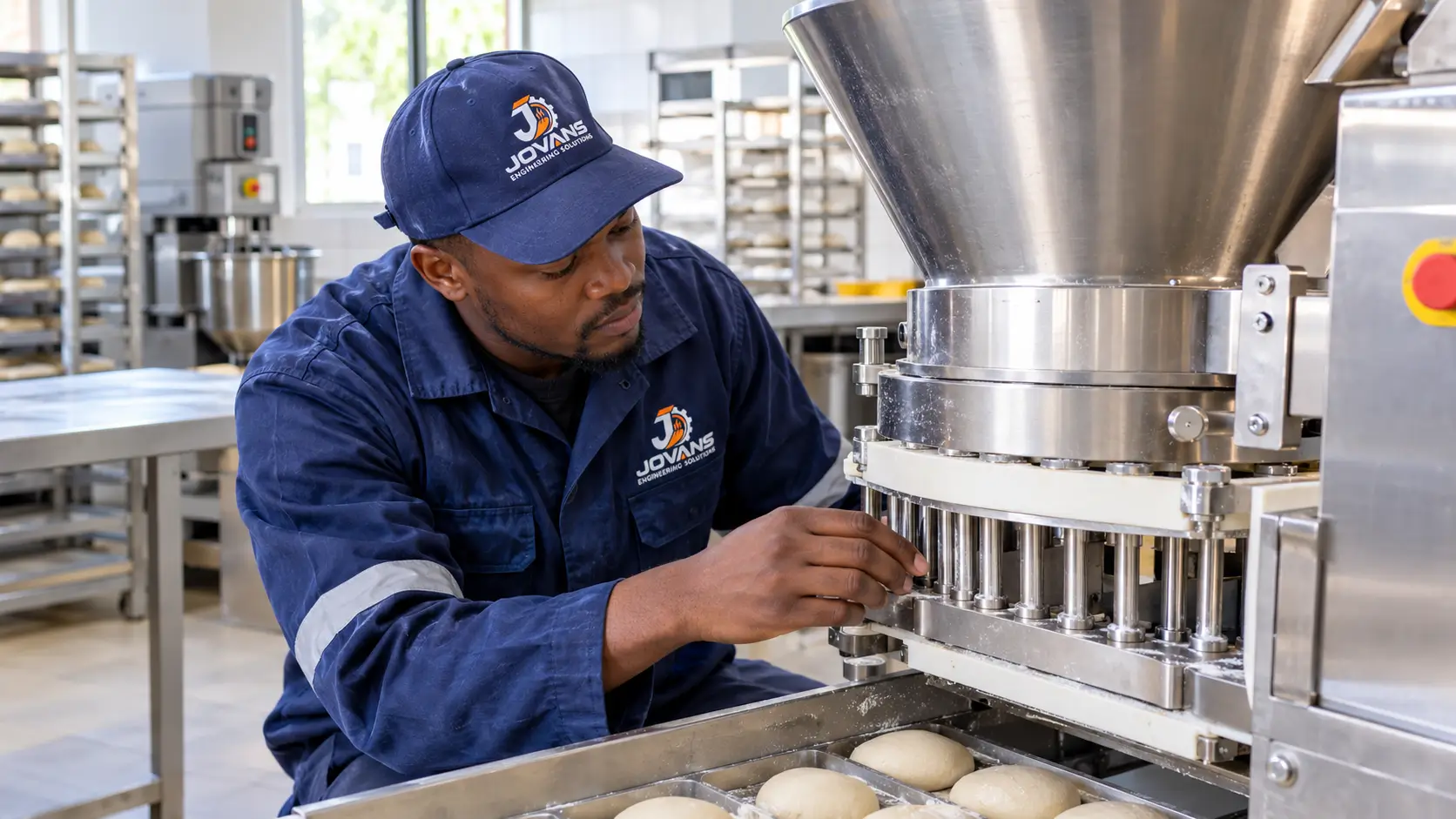 Technician performing dough divider repair Kenya bakeries rely on for consistent portioning